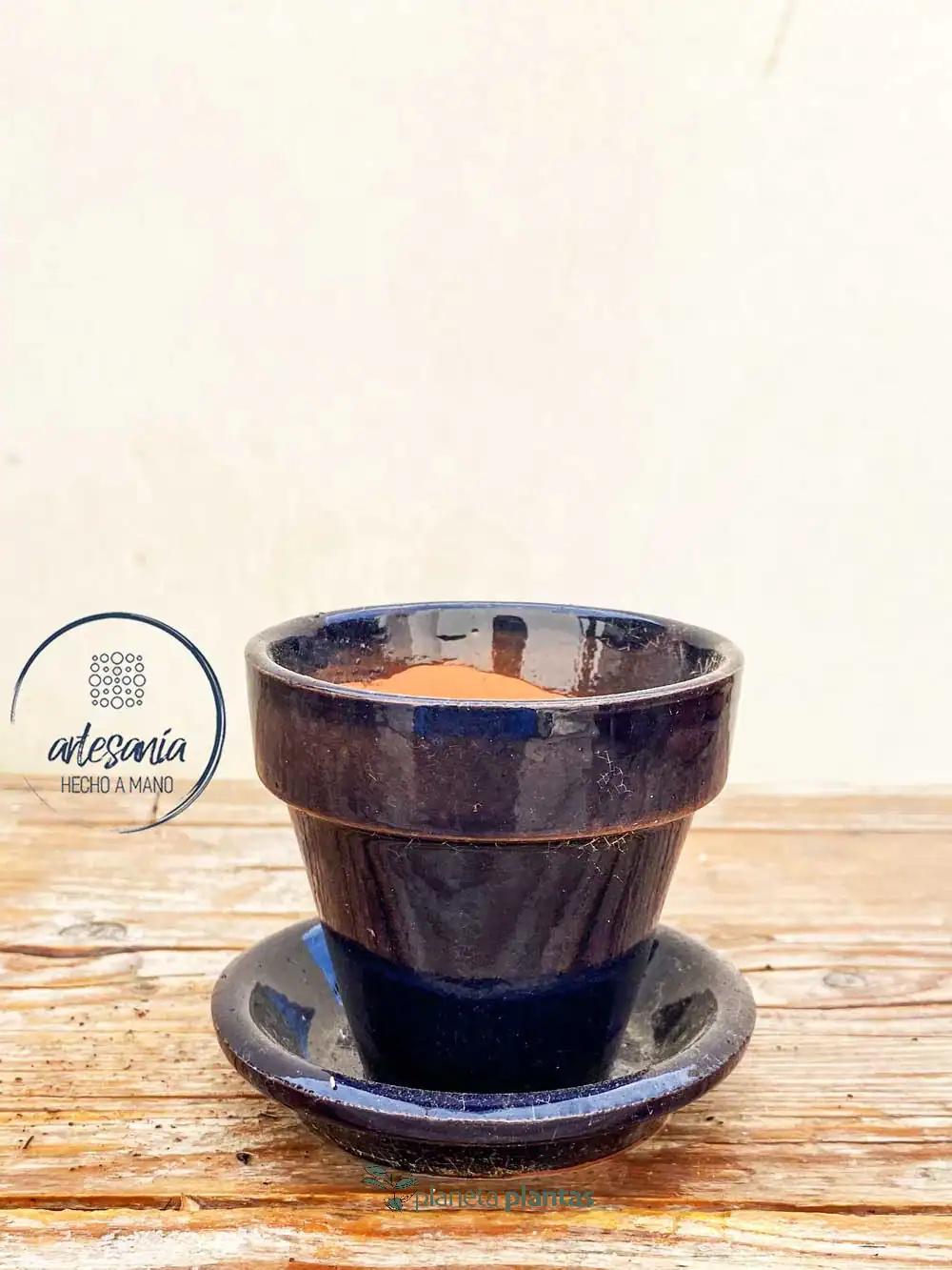 MACETERO_CON_PLATO_AZUL.webp Macetero Con Plato Azul - Imagen 1